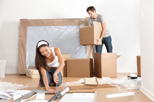 Student removals team helping with boxes in Brompton